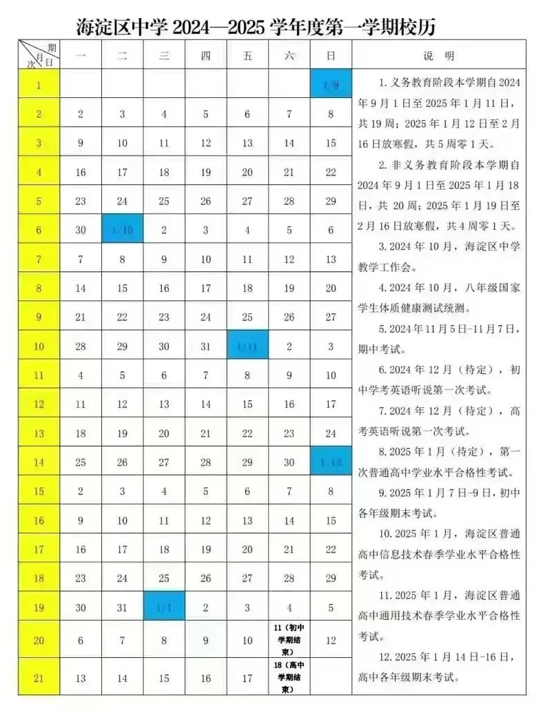 2025北京海淀初一初二初三期末考试时间