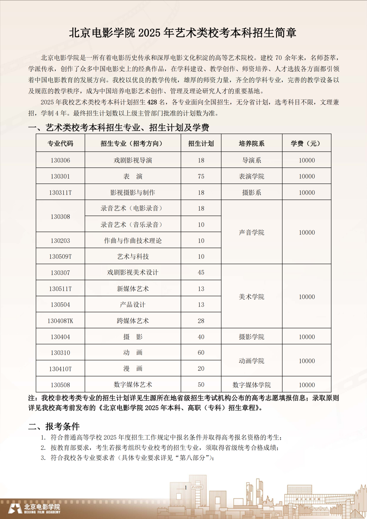 2025年北京电影学院艺术类校考本科招生