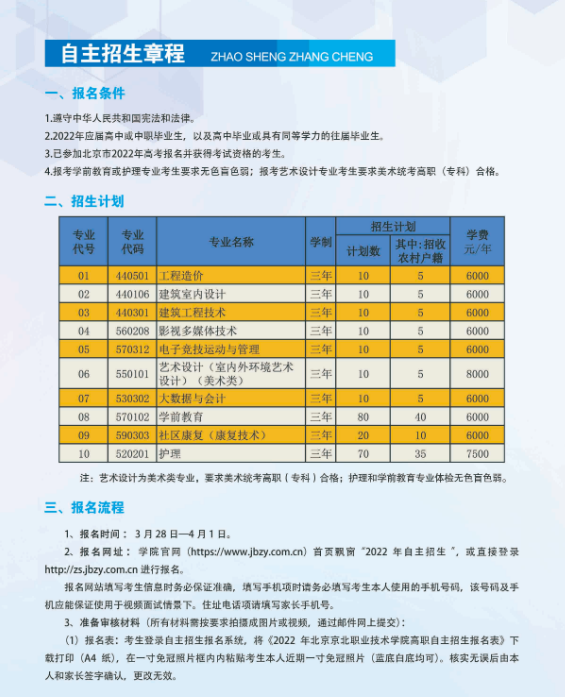 2022年北京京北职业技术学院自主招生简章发布